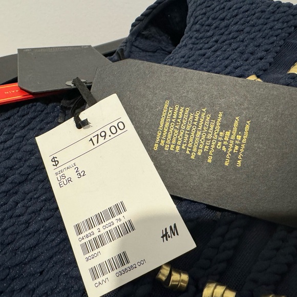 H&M x Balmain Navy Blue Golden Braided Rope Top Size 2 - Picture 4 of 5